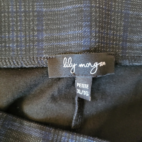 Lily Morgan Navy Plaid Pull Up Dress Pants, Size XL (34) - Picture 3 of 6
